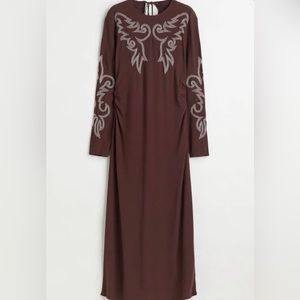 H&M Brown Dress with Embroidery